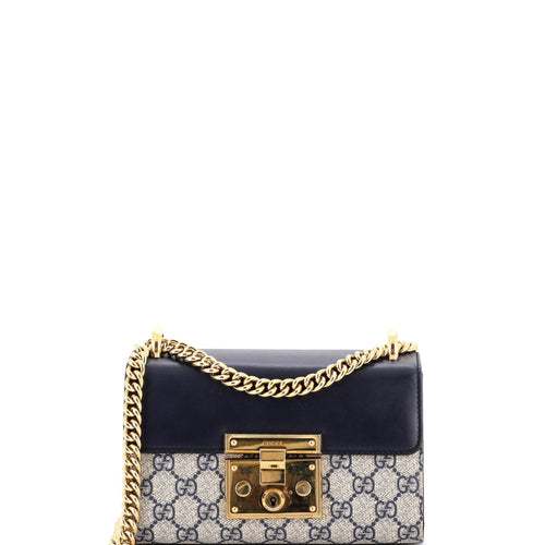 GUCCI Padlock Shoulder Bag GG Coated Canvas and Leather Small