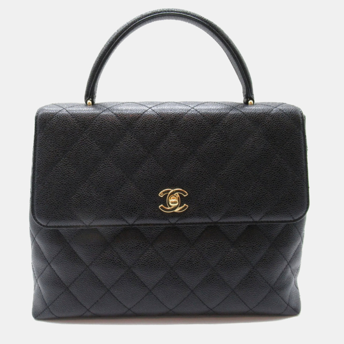 Chanel Black Leather Kelly Top Handle Bag