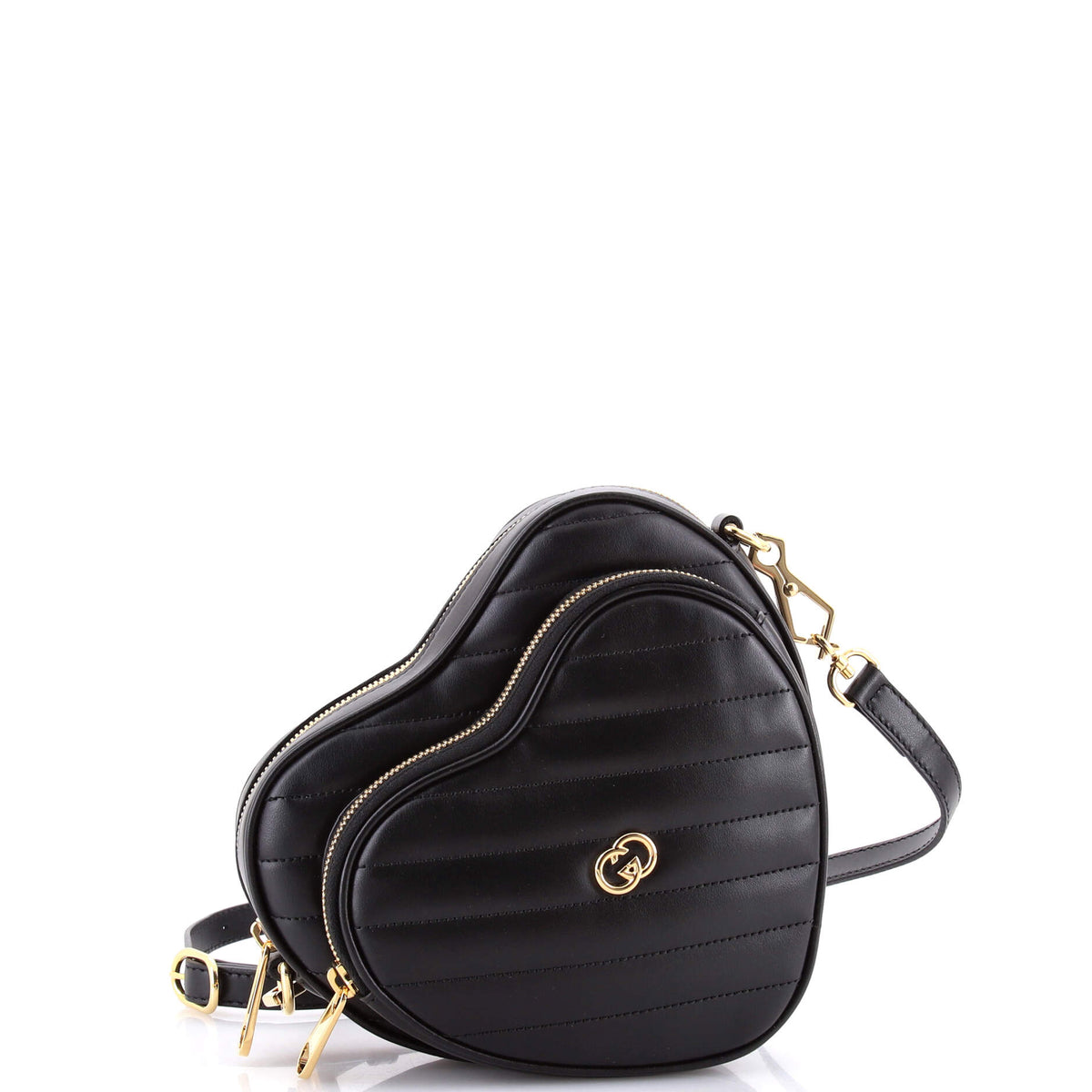 Gucci GUCCI Interlocking G Heart Shoulder Bag Diagonal Quilted Leather Mini