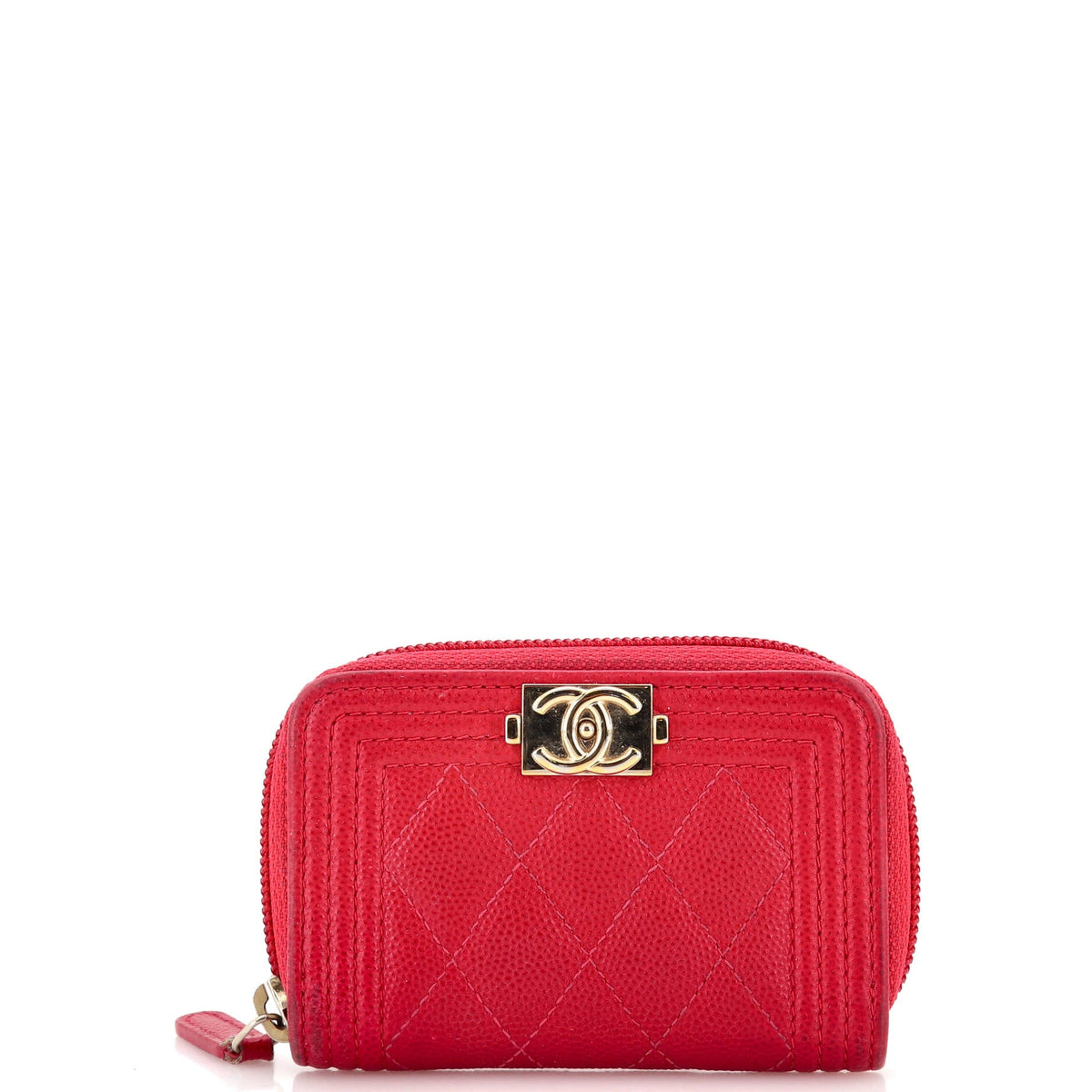 Chanel CHANEL Boy Zip Around Wallet Quilted Caviar Small