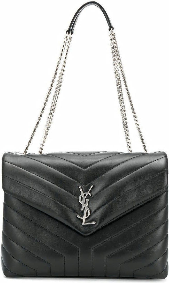 Saint Laurent Women's Loulou Logo Plaque Shoulder Bag in Nero/Nero | 574946DV7261000