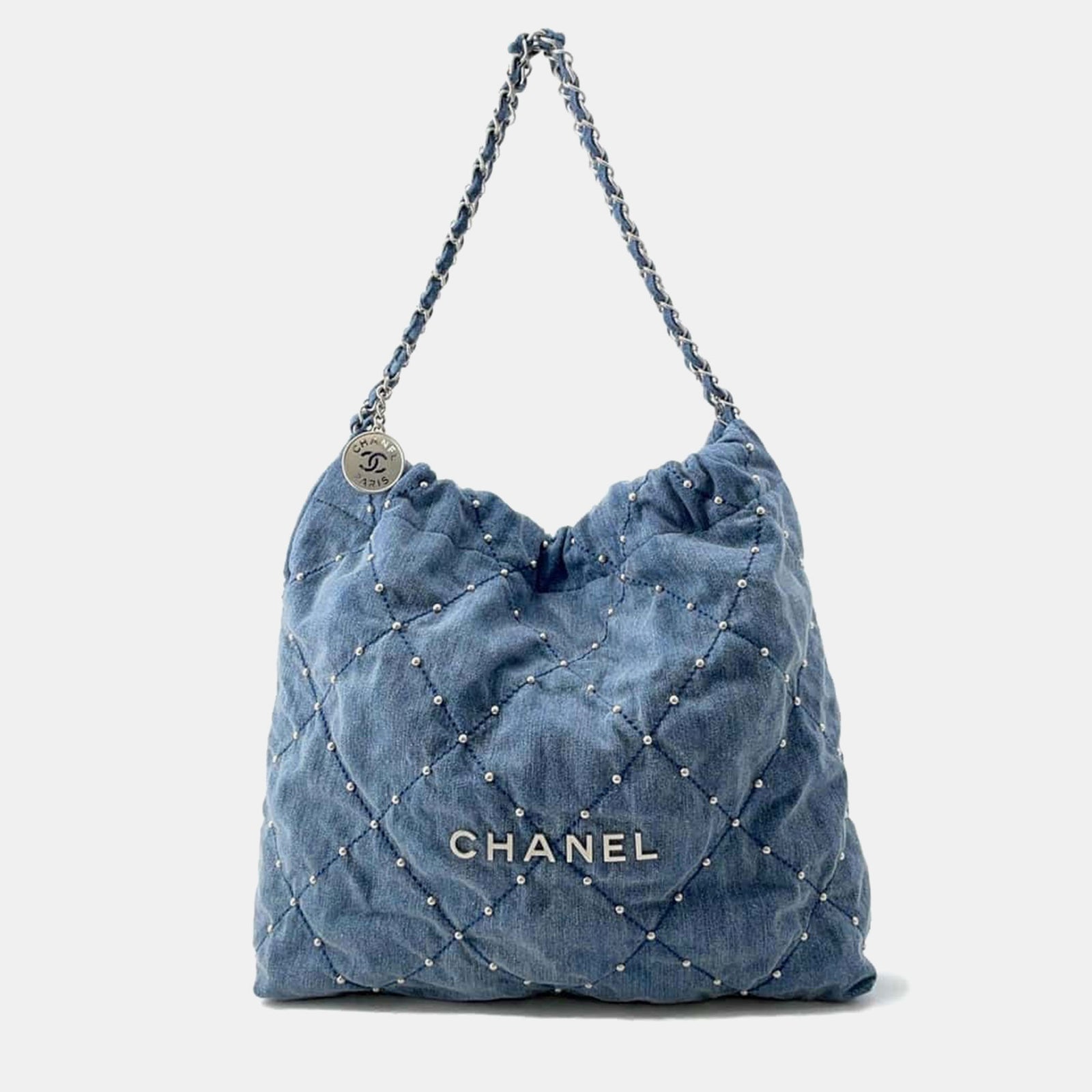 Chanel Blaue Denim 22 Matelassé Tasche