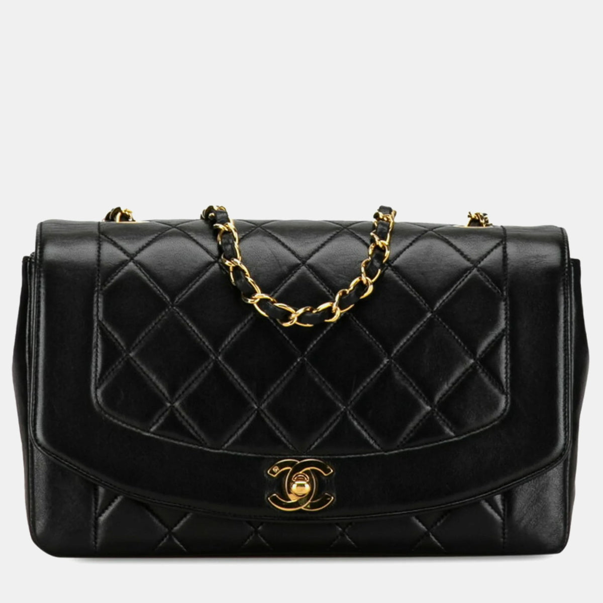 Chanel Black Leather Vintage Diana Flap Shoulder Bag