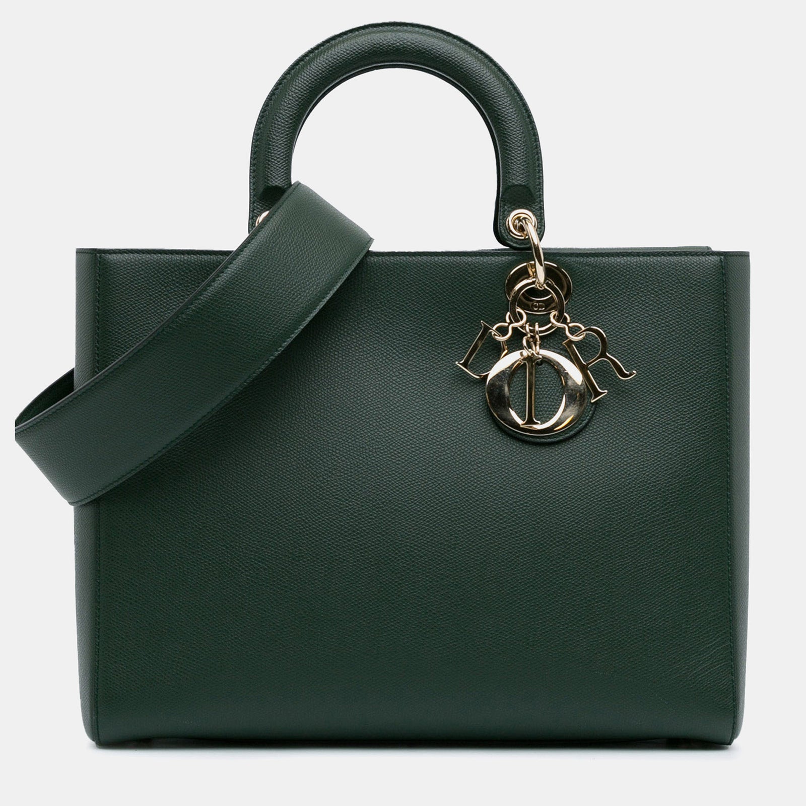 Dior Grand sac à bandoulière Lady D-Sire en cuir de veau vert