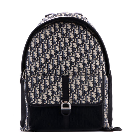 Dior 8 Front Pocket Buckle Backpack Oblique Canvas