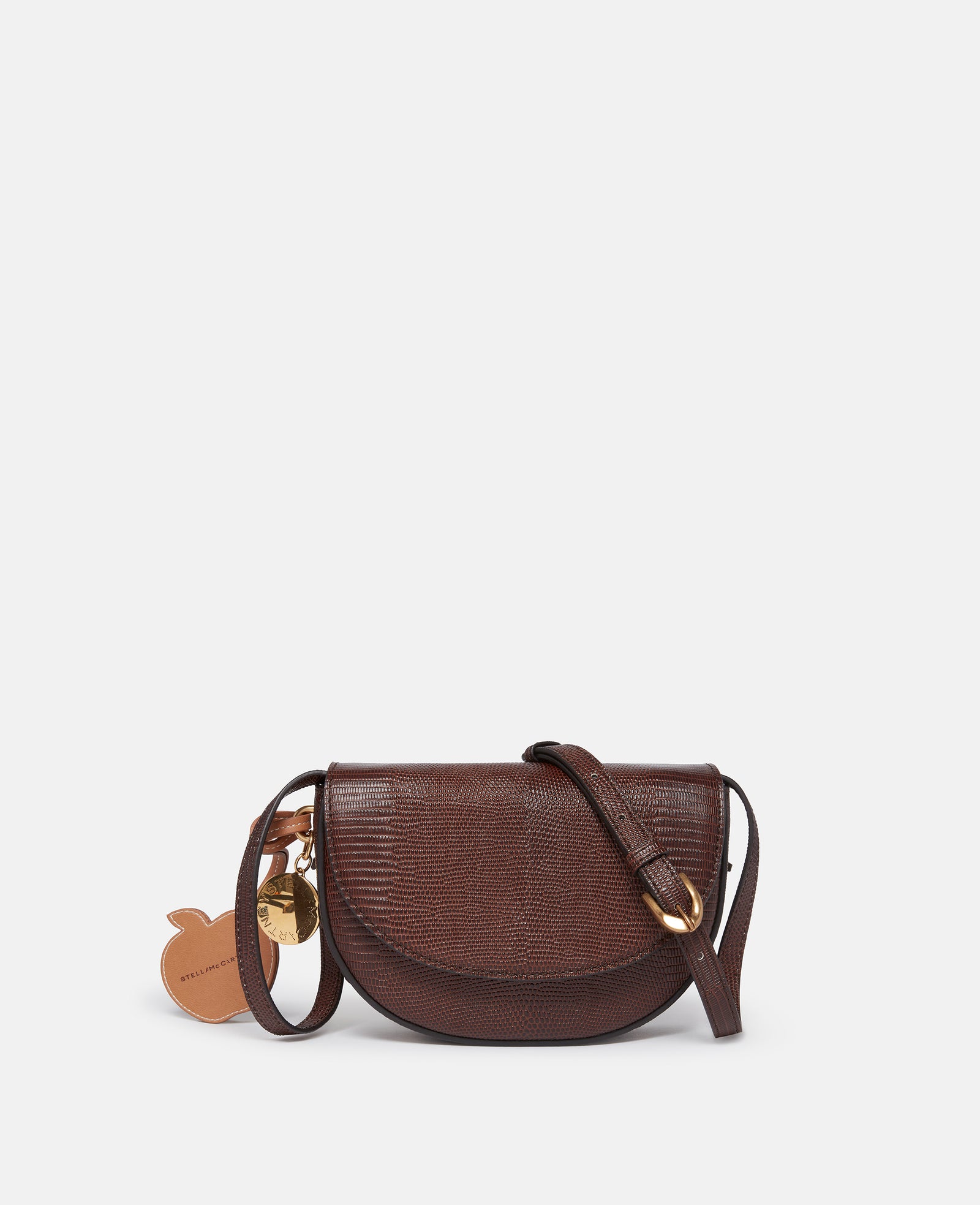 Stella McCartney Frayme Scale-Embossed Shoulder Bag, Woman, Chocolate brown