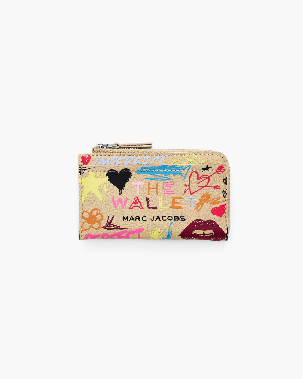Marc Jacobs Marc Jacobs The Punk Scribble Top Zip Multi Wallet in Beige Multi