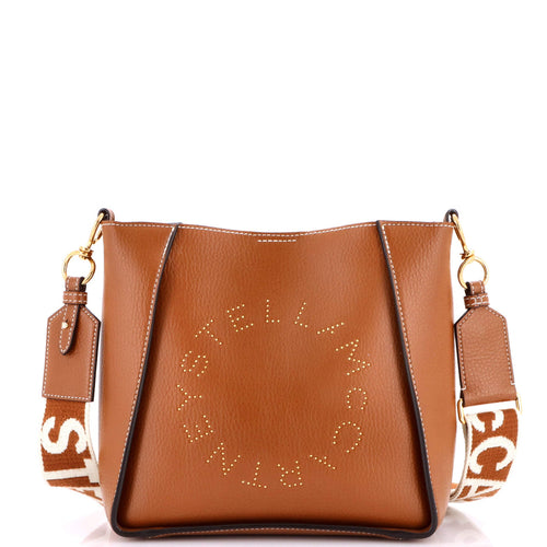 Logo Crossbody Bag Perforated Faux Leather Mini