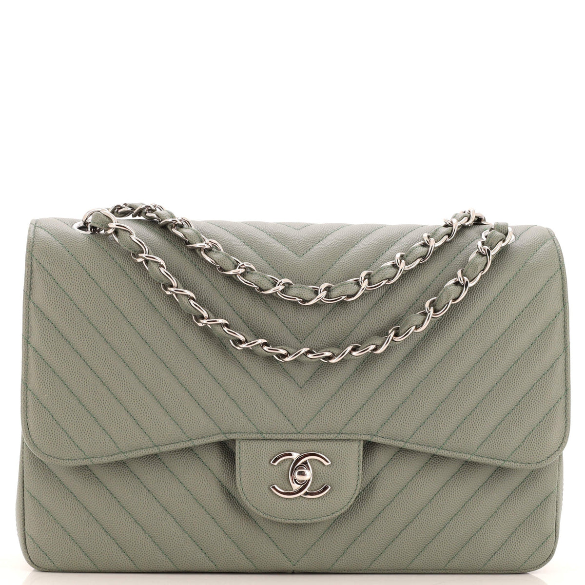 Chanel CHANEL Classic Double Flap Bag Chevron Caviar Jumbo