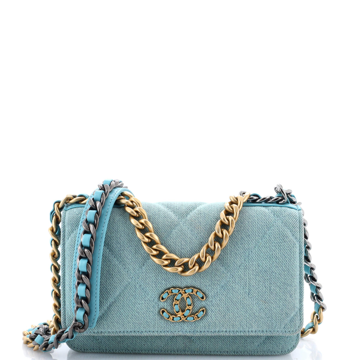 Chanel CHANEL 19 Wallet on Chain Quilted Denim