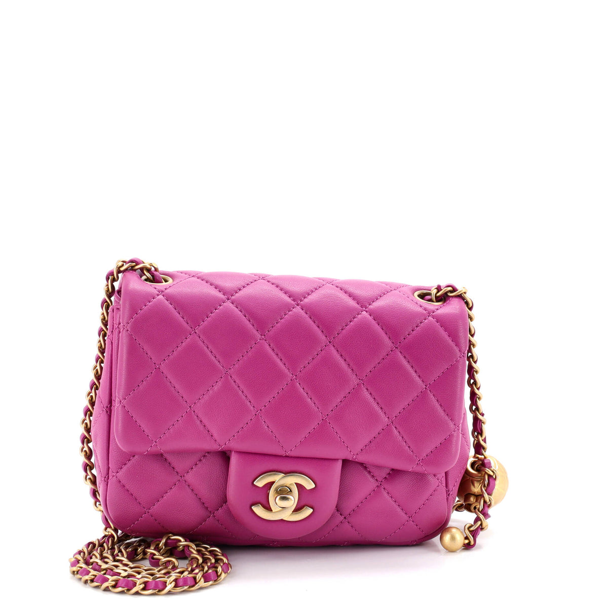 Chanel CHANEL Pearl Crush Square Flap Bag Quilted Lambskin Mini