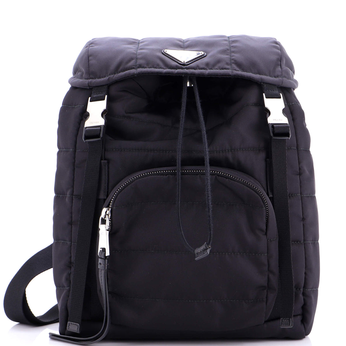 Prada PRADA Double Buckle Backpack Quilted Tessuto Medium