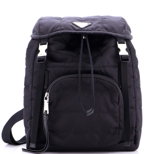PRADA Double Buckle Backpack Quilted Tessuto Medium