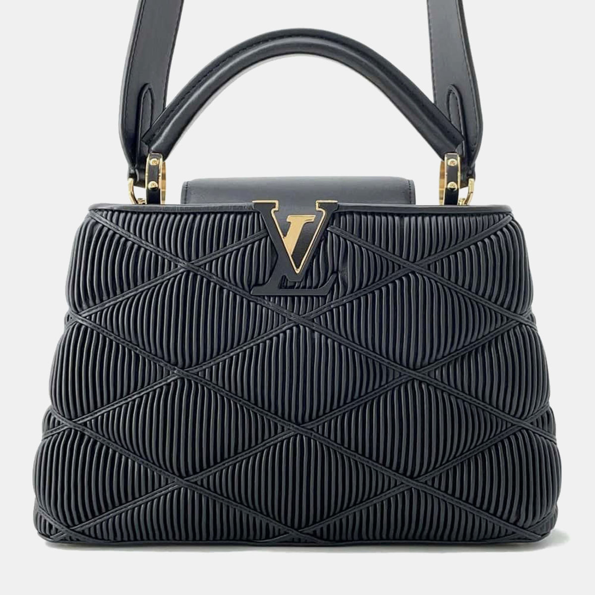 Louis Vuitton Noir Leather Carpeciene Bag Size BB