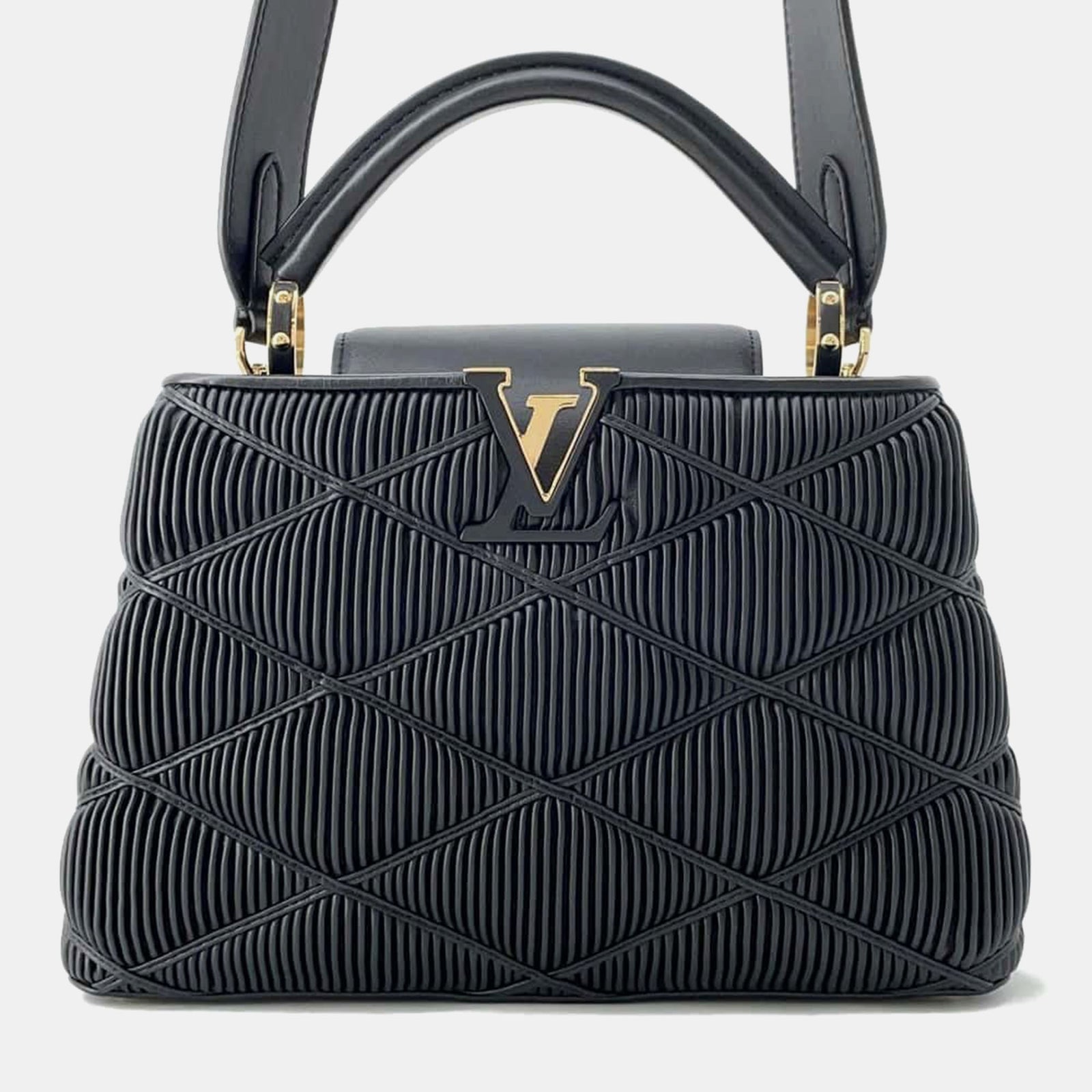 Louis Vuitton Noir Leder Carpeciene Tasche Größe BB