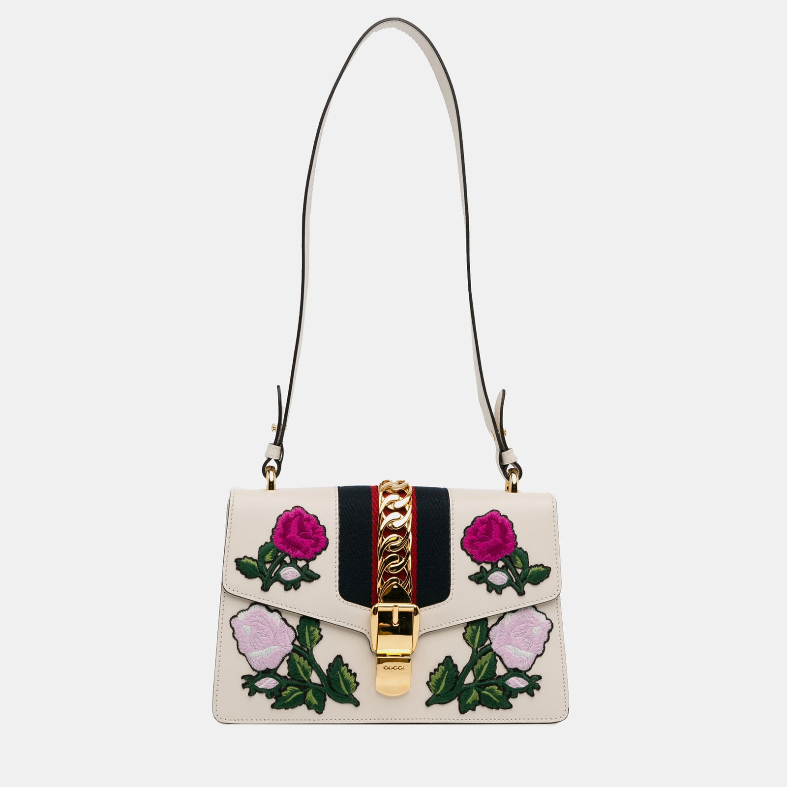 Gucci Kleine Umhängetasche „Sylvie“ mit Blumenstickerei