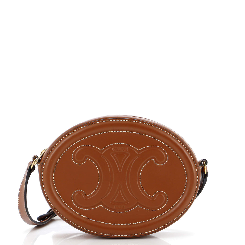 CELINE Triomphe Oval Crossbody Bag Leather Mini