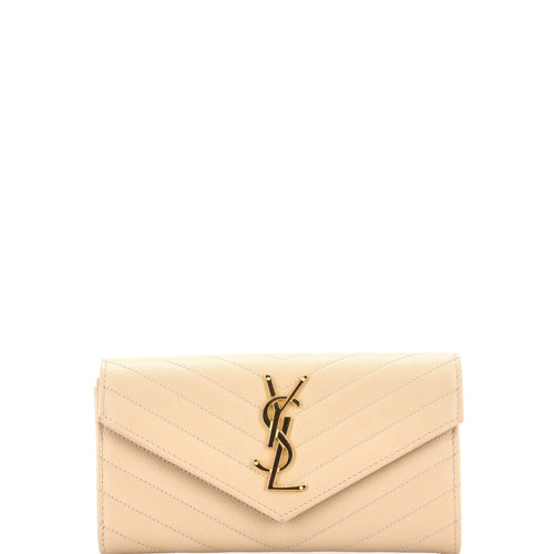 Classic Monogram Flap Wallet Matelasse Chevron Leather Large