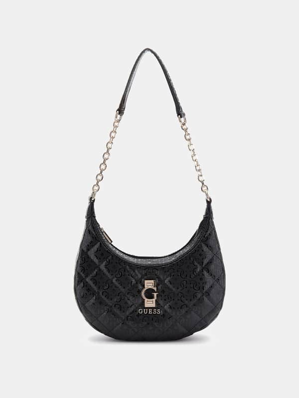 Guess Bessey 4G Logo Patent Mini Hobo