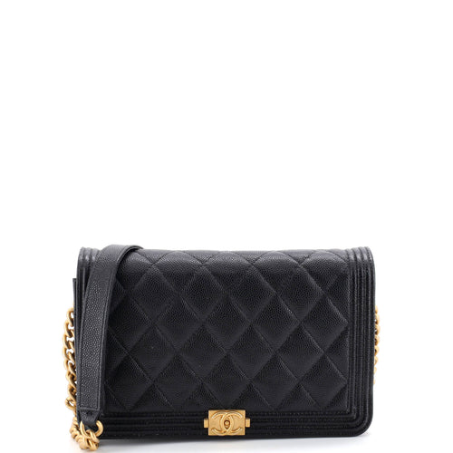 CHANEL Boy Wallet on Chain Quilted Caviar