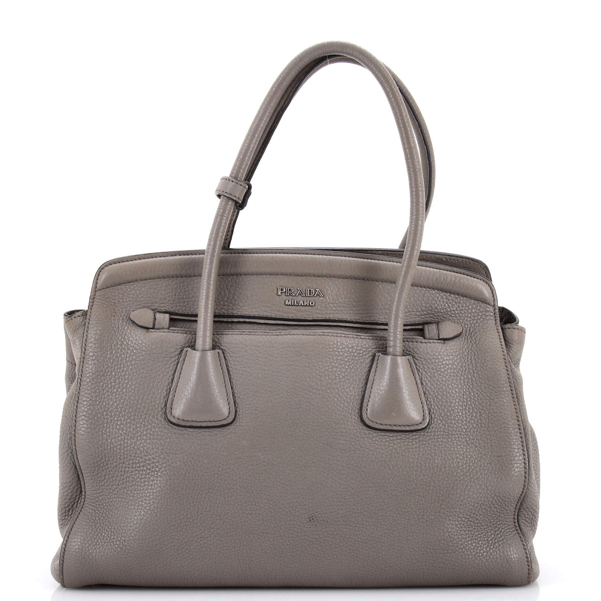 Prada PRADA Cuir Frame Convertible Tote Vitello Daino Large