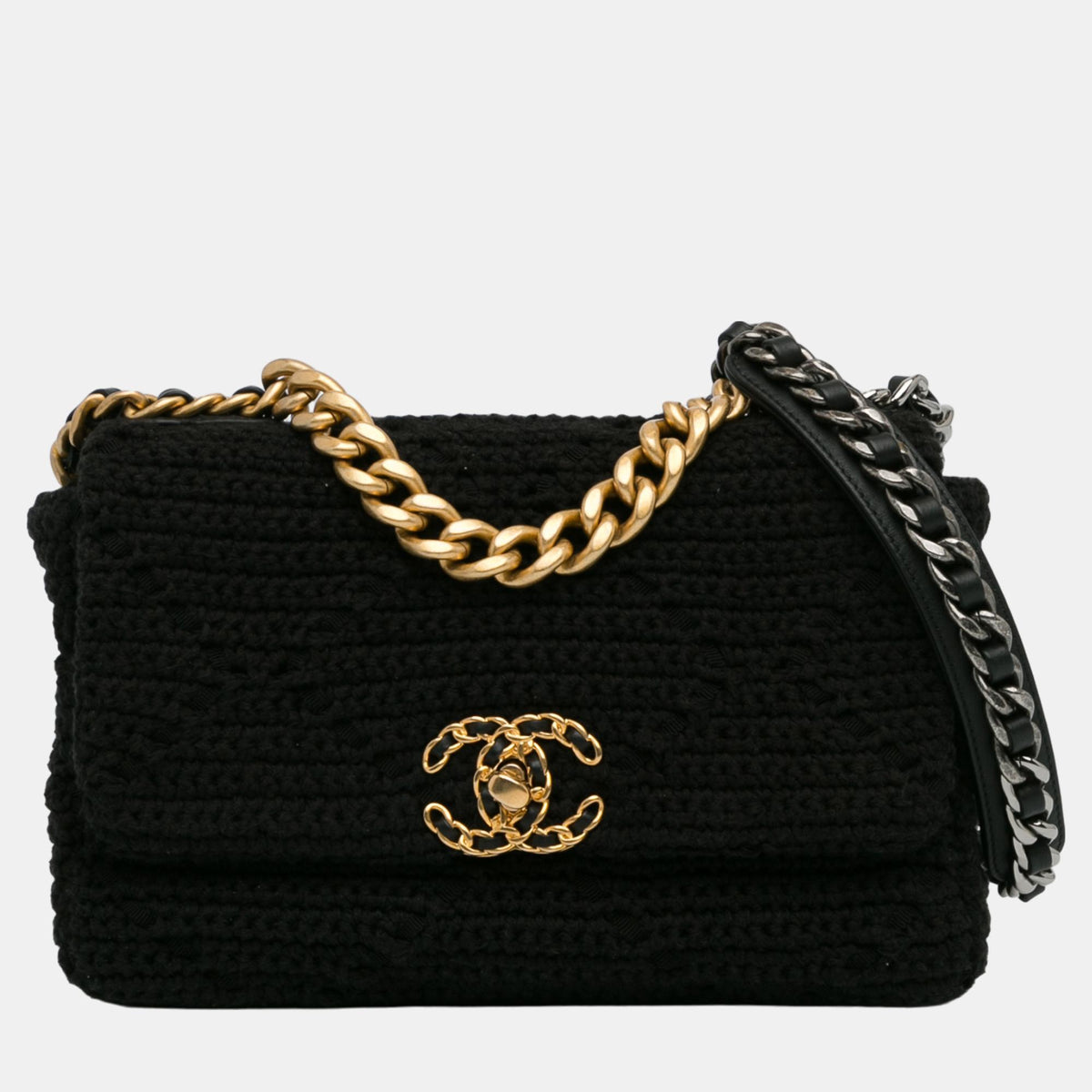 Chanel Black Medium Crochet 19 Flap