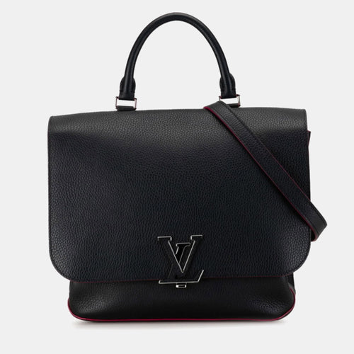 Black Leather  Volta Top Handle Bags