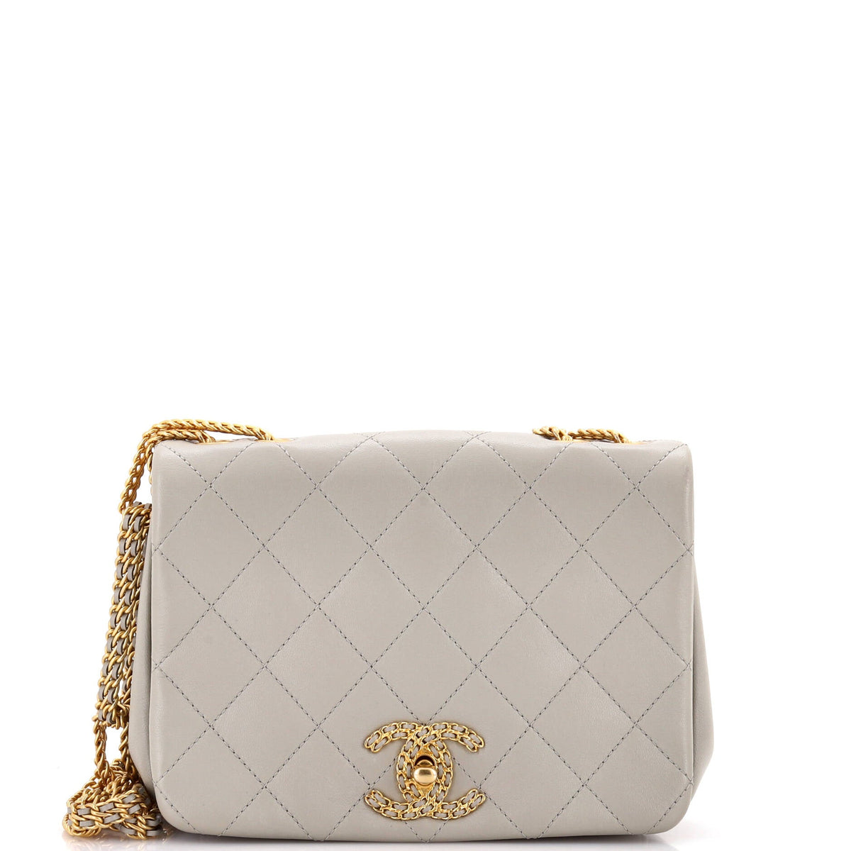 Chanel CHANEL On And On Full Flap Bag Quilted Lambskin Small