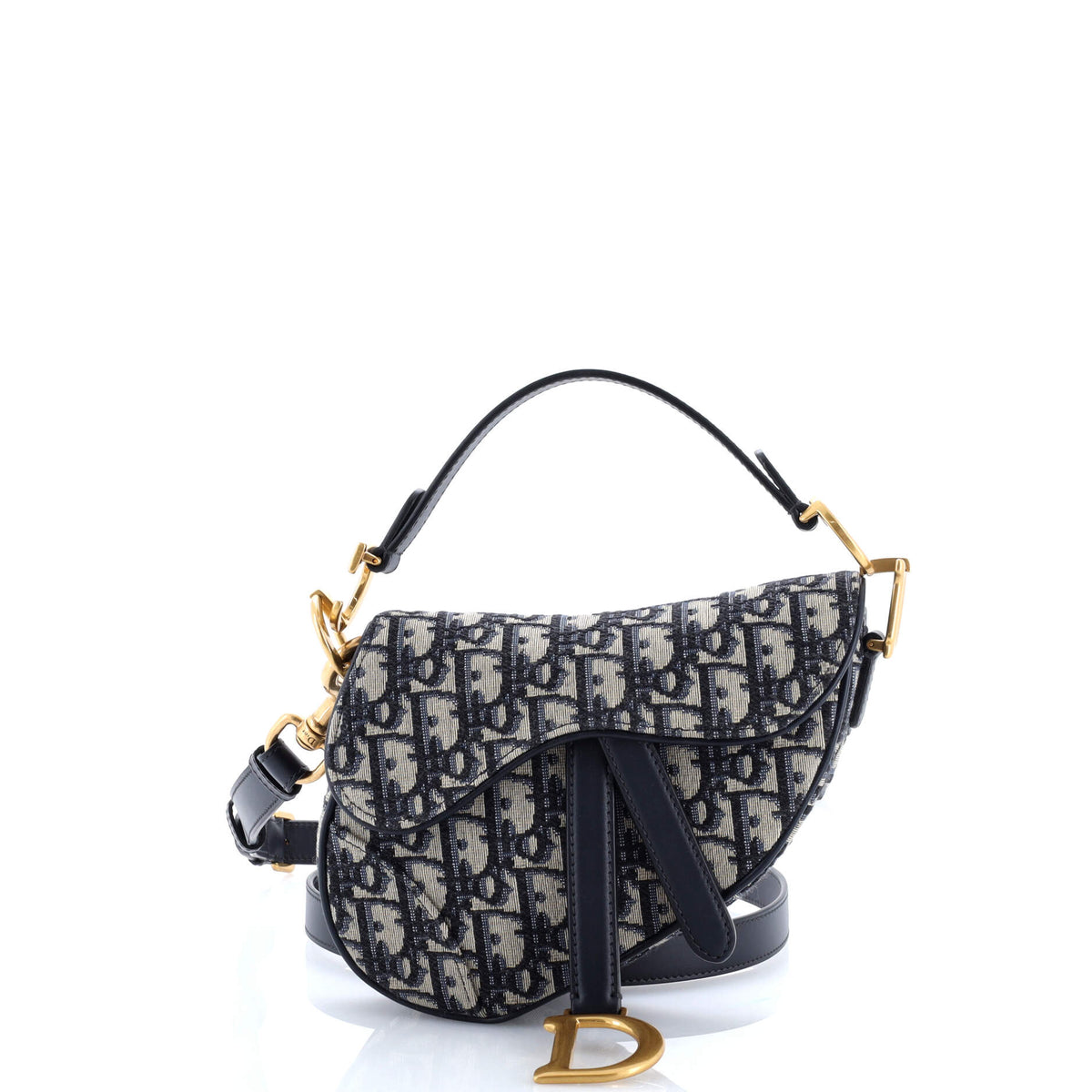 Christian Dior Saddle Handbag with Strap Oblique Canvas Mini
