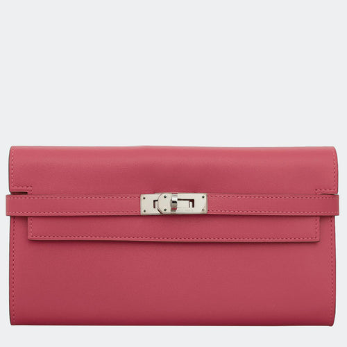 Rose Tyrien Box Calf Leather Kelly Wallet