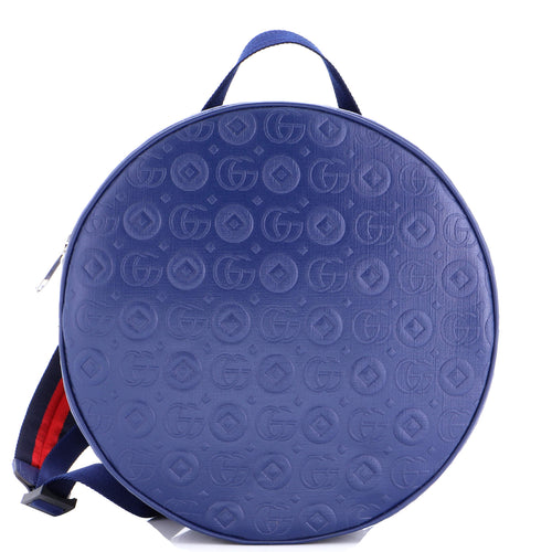 GUCCI Children's Round Zip Backpack Embossed Leather