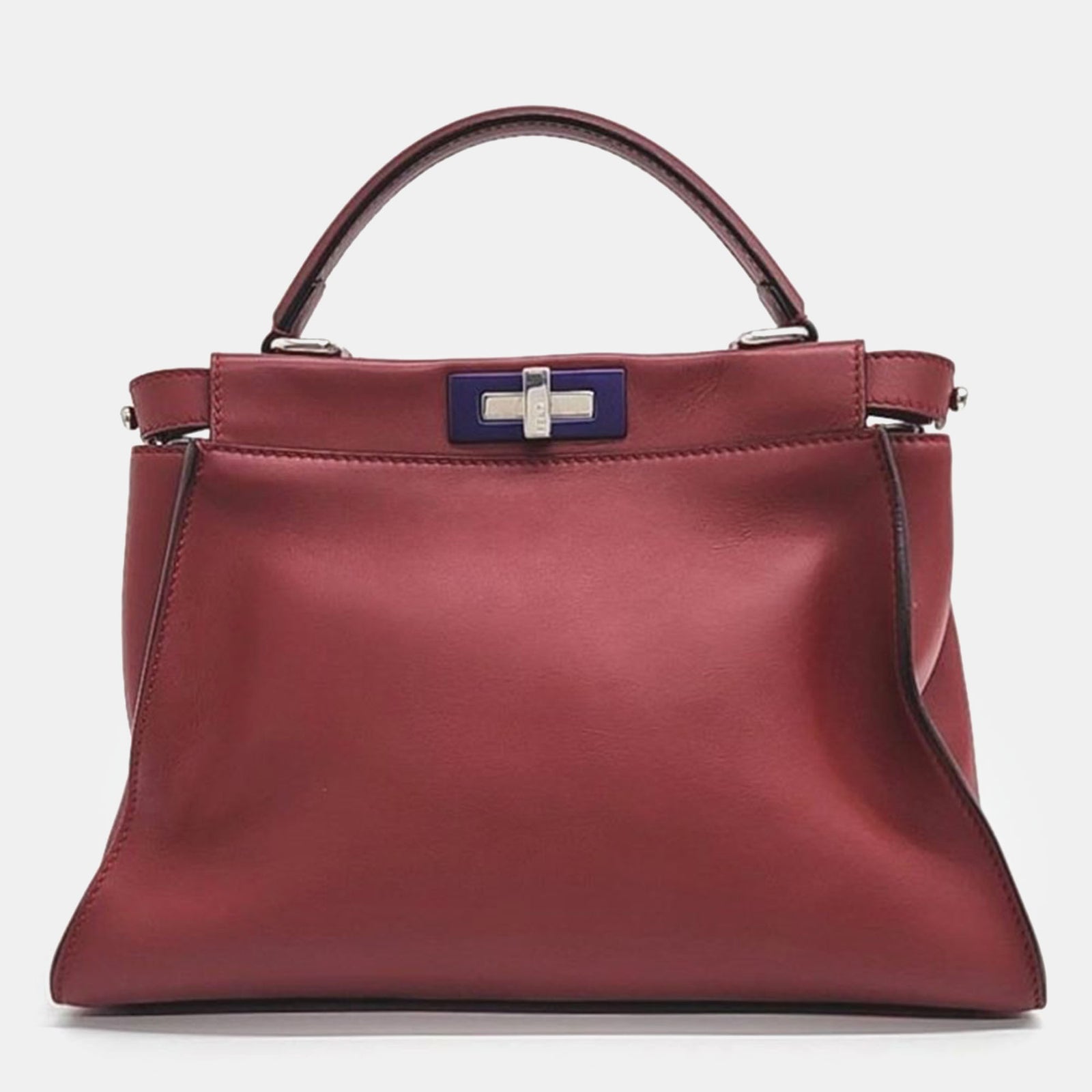 Fendi Burgundy Leather Regular Monster Peekaboo Bag