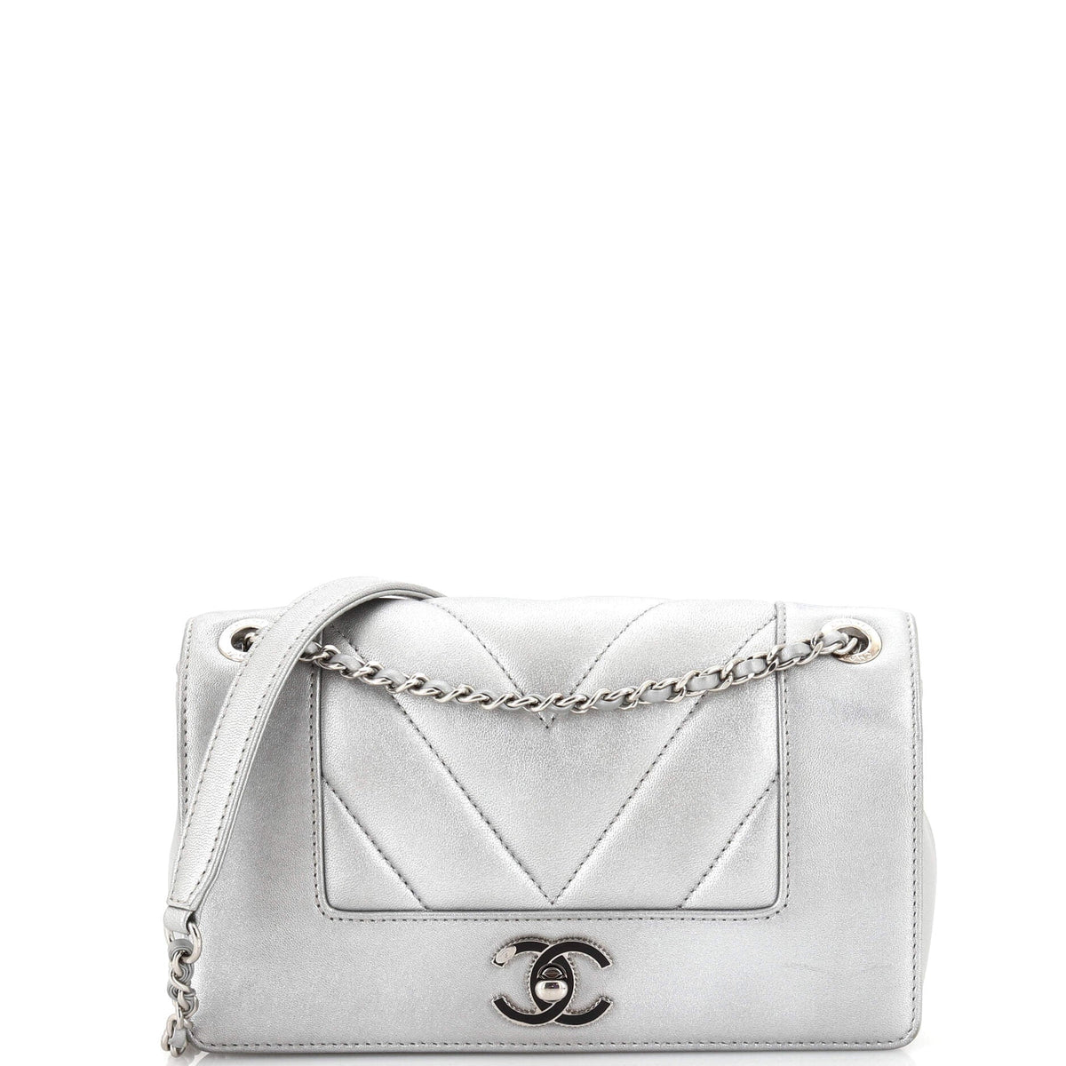 Chanel CHANEL Mademoiselle Vintage Flap Bag Chevron Sheepskin Small