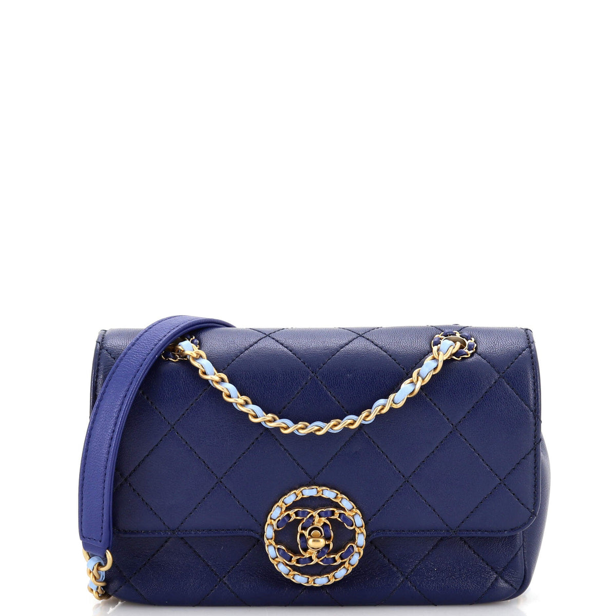 Chanel CHANEL Bicolor CC Chain Flap Bag Quilted Calfskin Small