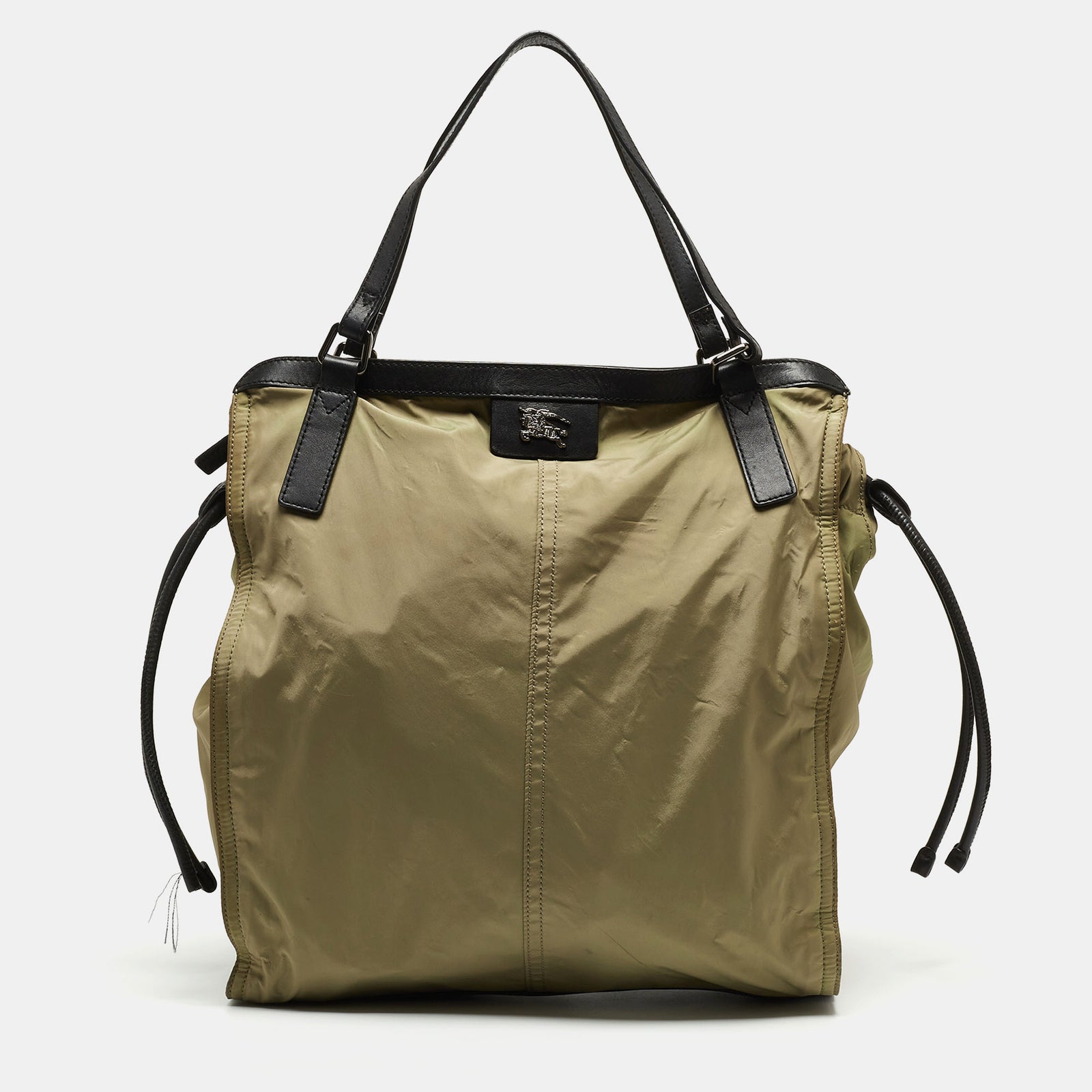 Burberry Military Green Nylon and Leather Buckleigh Tote