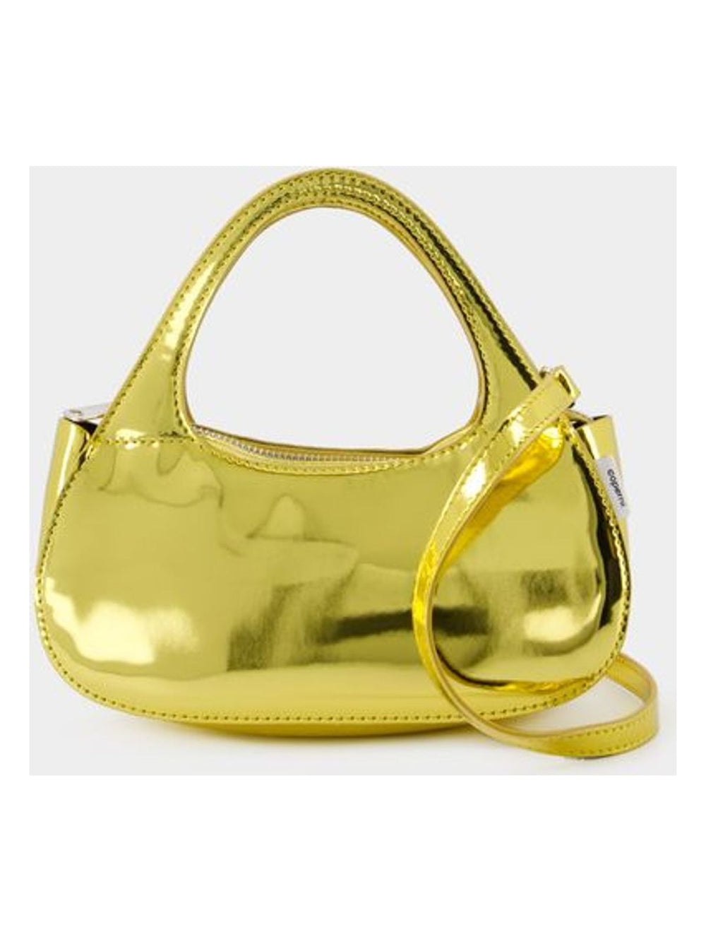 Women's Metallic Micro Baguette Swipe Bag in Gold | COPBA17429