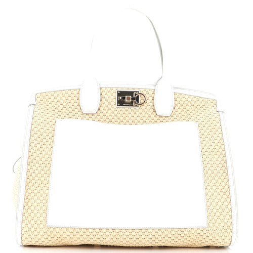 Studio Soft Satchel Raffia and Leather XL