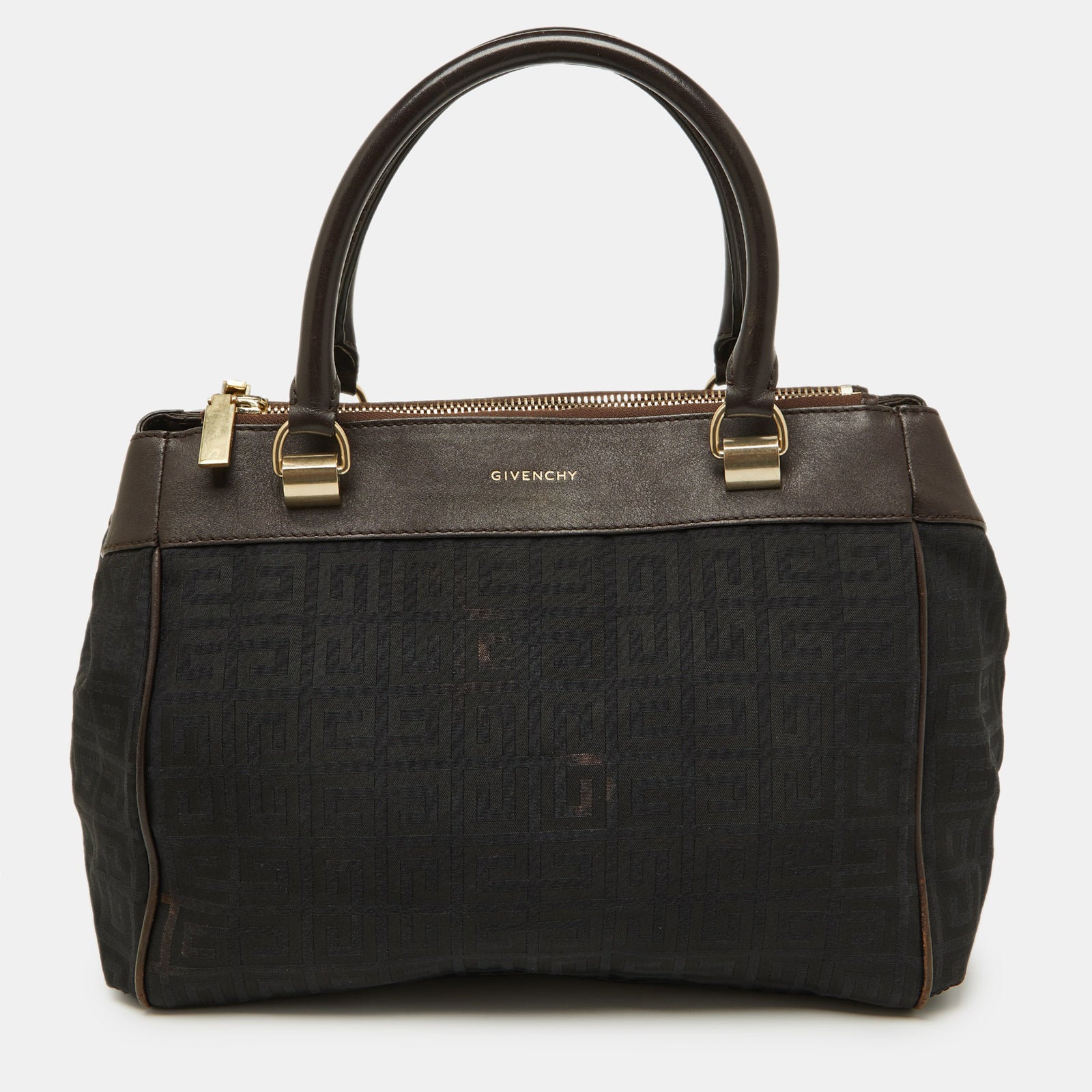 Givenchy Brown/Black Monogram Canvas and Leather Double Zip Tote