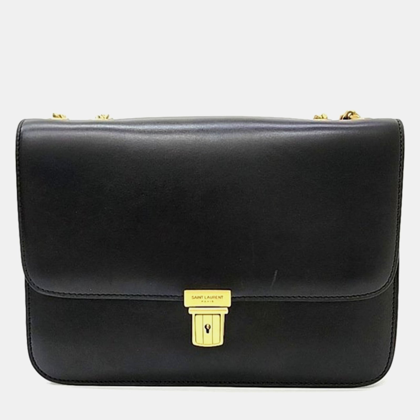 Saint Laurent Paris Saint Laurent Black Leather Tuc Shoulder Bag