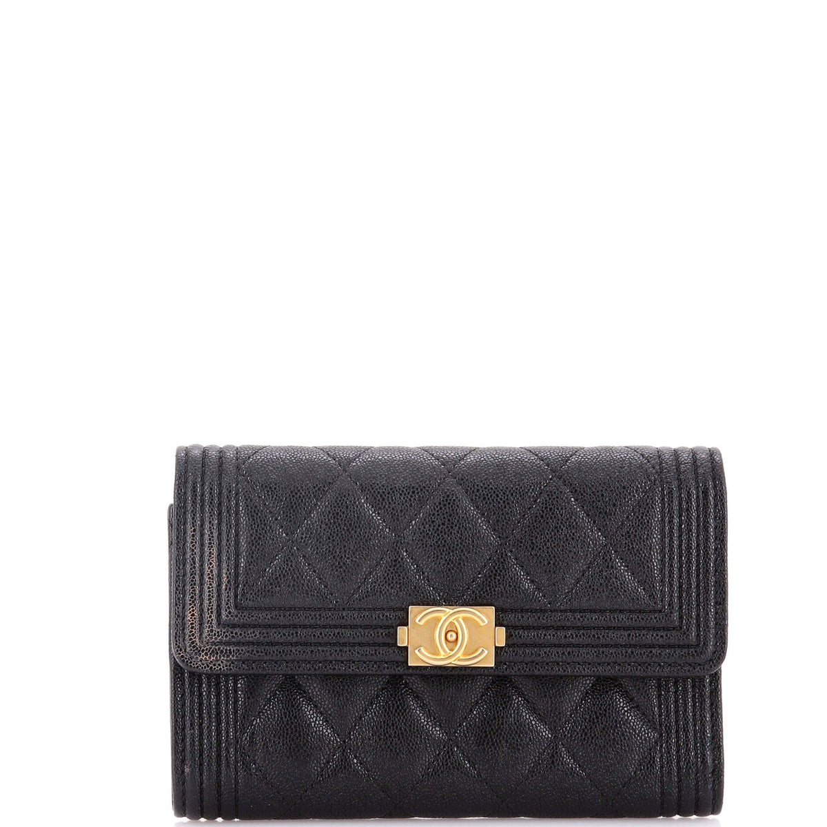 Chanel CHANEL Boy Flap Wallet Quilted Caviar Small