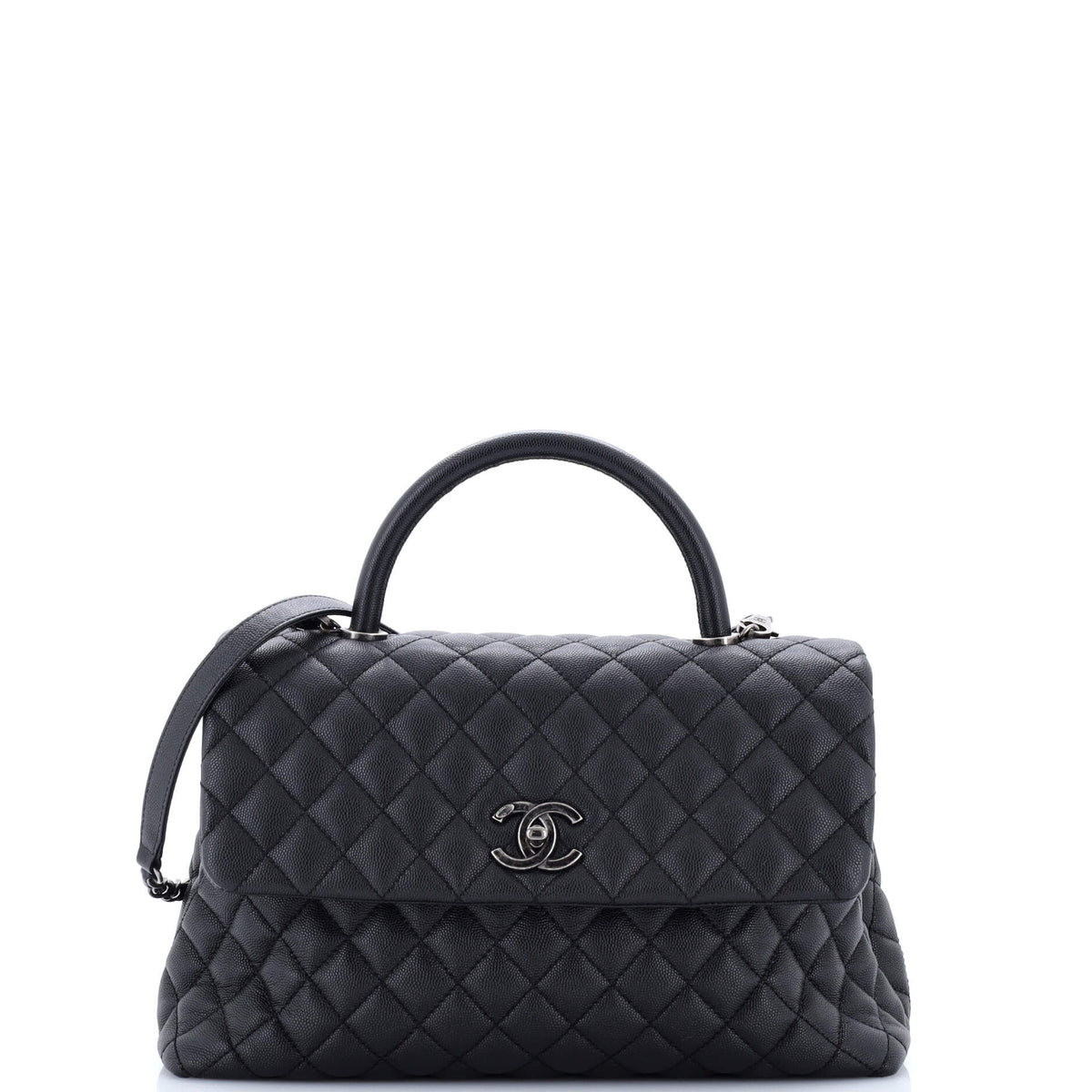 Chanel CHANEL Coco Top Handle Bag Quilted Caviar Medium