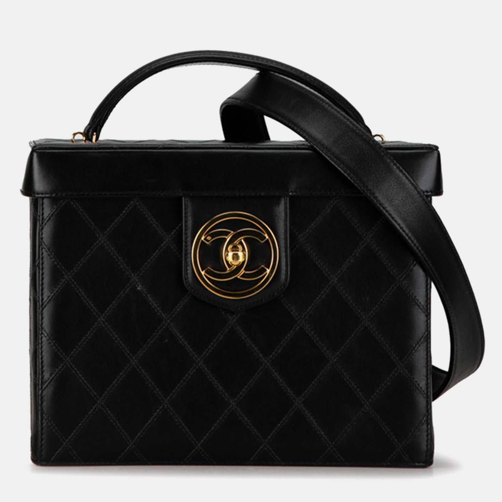 Chanel Black CC Turnlock Lambskin Vanity Case