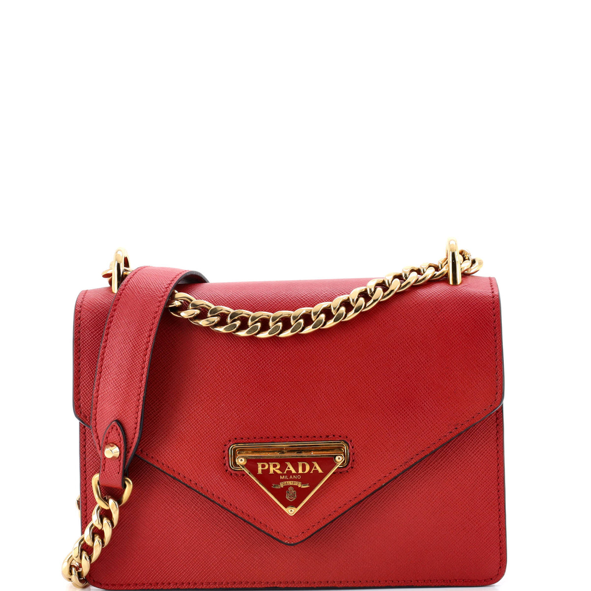 Prada PRADA Envelope Flap Chain Shoulder bag Saffiano Leather Small