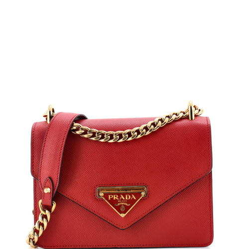 PRADA Envelope Flap Chain Shoulder bag Saffiano Leather Small