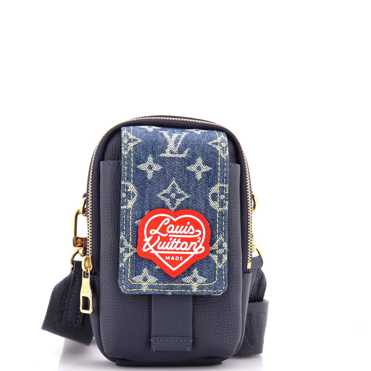 Louis Vuitton Nigo Flap Double Phone Pouch Monogram Denim and Taurillon Leather