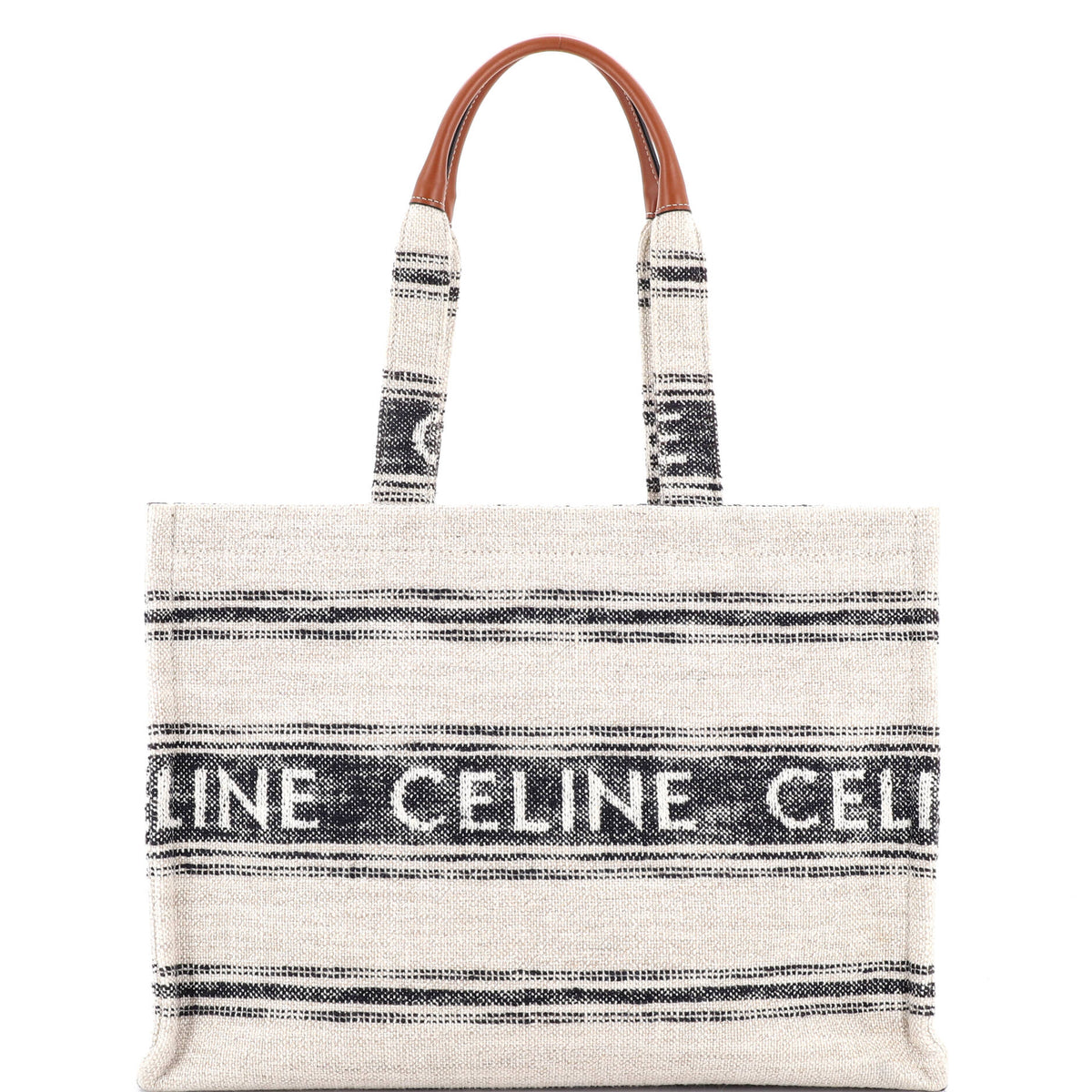 Celine CELINE Cabas Thais Tote Striped Jacquard Textile Large
