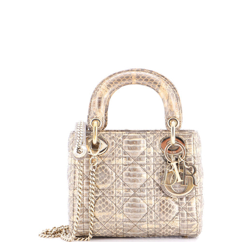 Lady Dior Chain Bag Cannage Quilt Python Mini