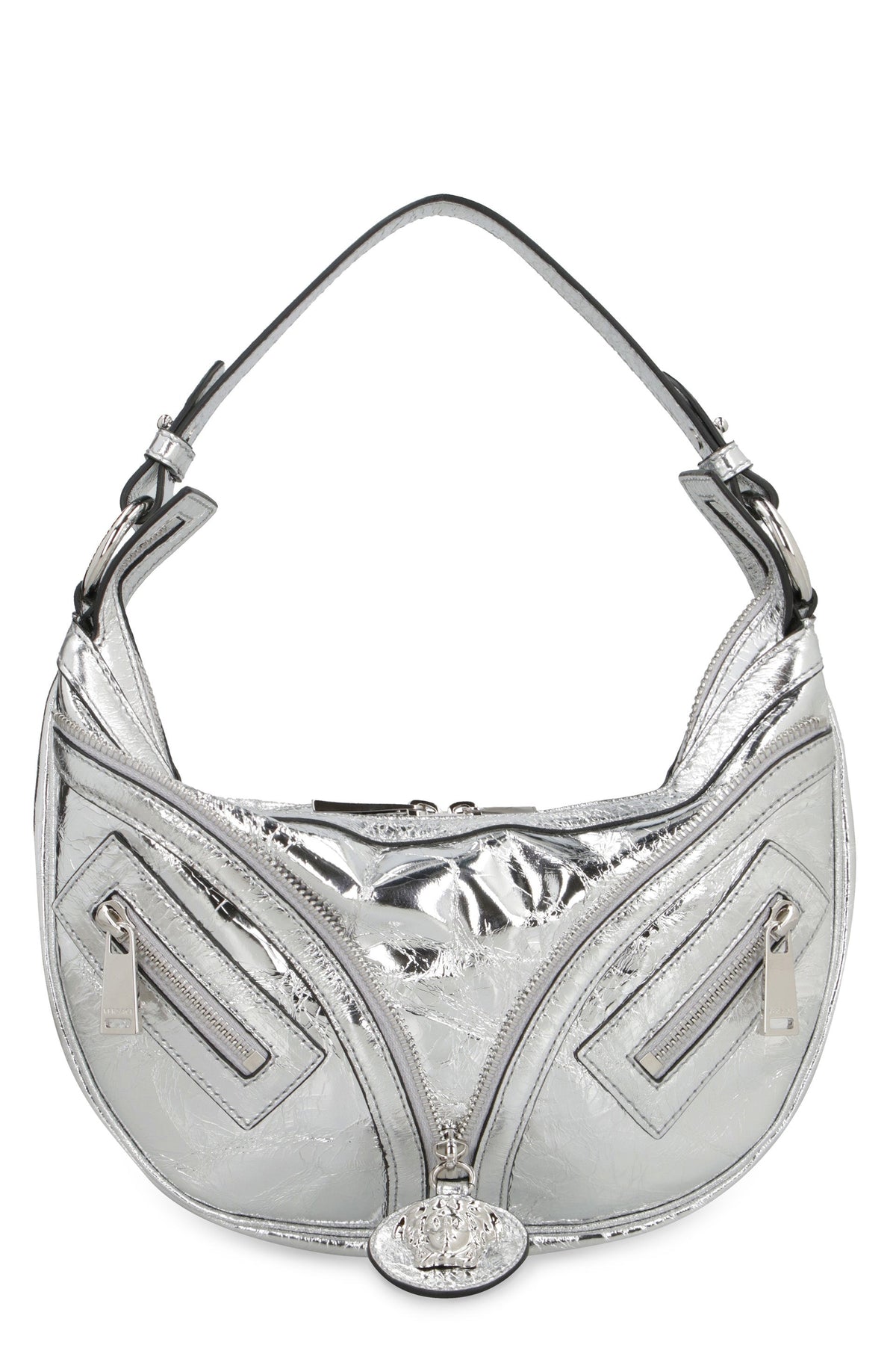 Versace Women's Repeat Leather Shoulder Bag in Silver | 10076801A08163 Color 1E01P