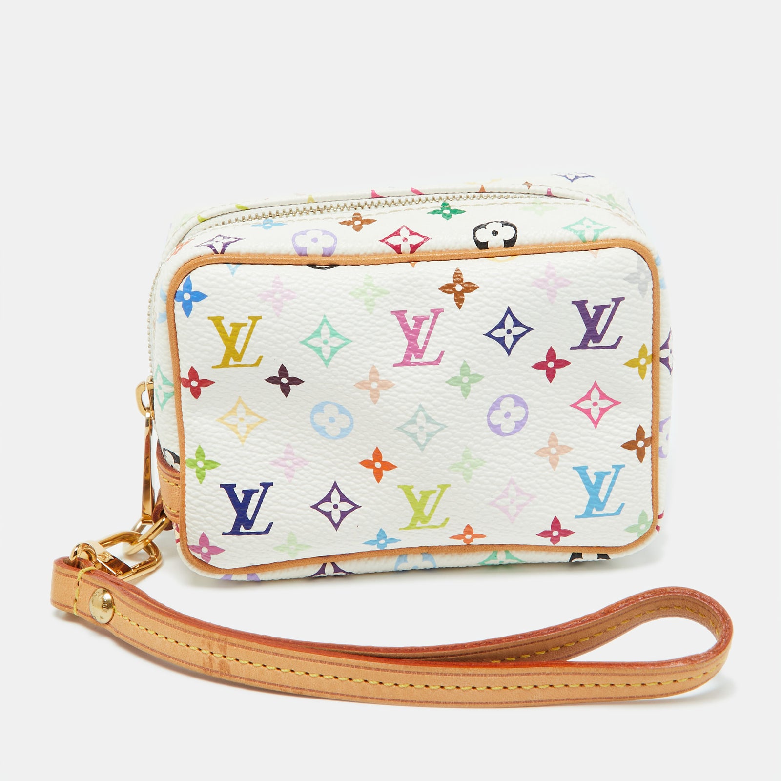 Louis Vuitton Pochette Wapity en toile multicolore avec monogramme blanc