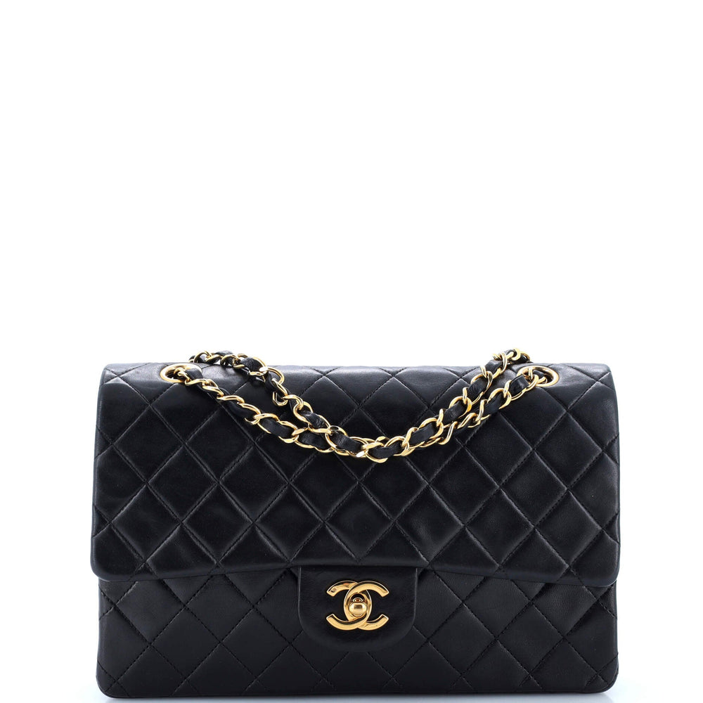 CHANEL Vintage Classic Double Flap Bag Gestepptes Lammleder Mittel